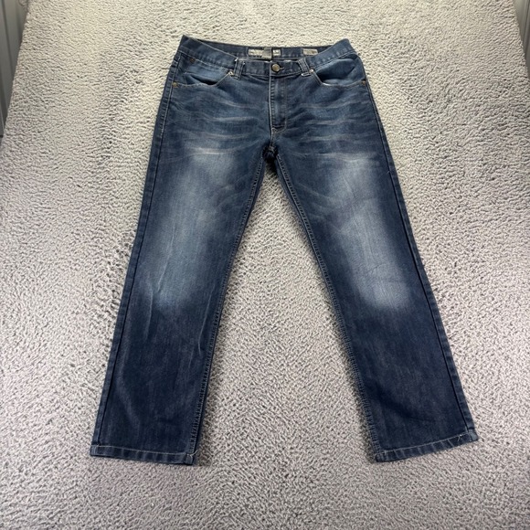 PD&C Jeans Mens 32x30 Blue Dark Wash Cotton Blend Slim Straight Fit Denim - Picture 1 of 9